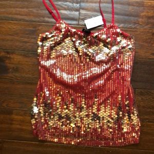 Red sequined tank top